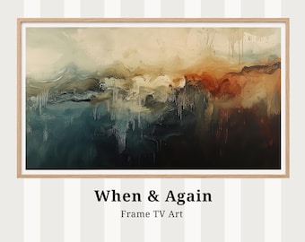 Abstract Samsung Frame TV Art: Moody Teal, Gold, Red Tones - Digital Download TV52
