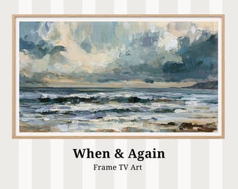 Coastal Frame TV Art - Moody Sky and Ocean Tides, Screensaver, Digital Download tv84