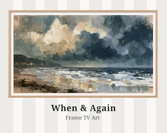 Moody Coastal Frame TV Art - Impasto Oil Painting - Screensaver, Digital Download tv89