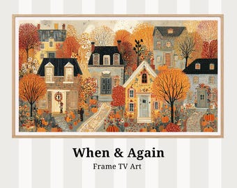 Autumn Frame TV Art - Cozy Village With Pumpkins- Screensaver, Digital Download tv69