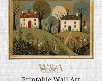 Folk Art Art Print, Kunststickerei, Kunststickerei, Dekokissen, Wanddeko, Digitaler Download L225