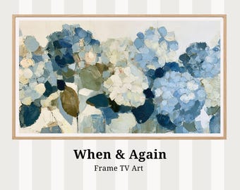 Abstract Blue Hydrangeas Frame TV Art - Screensaver, Digital Download tv91