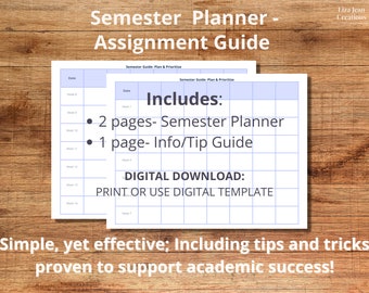 Digital Planner, Semester Planner, Student Planner, Assignment Schedule, University Organizer, College Overview, Class Planner, School Help