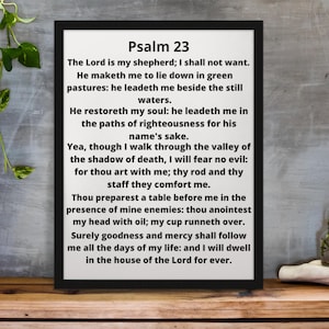 Psalm 23 Poster Bibel Kunstwerk Druck, sofortiger digitaler Download Schrift druckbar