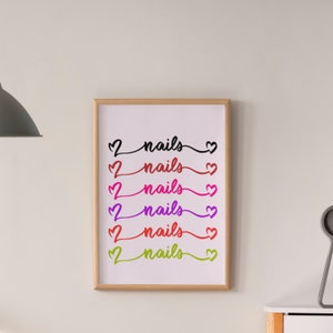 Nails Love Heart Salon Printable Poster Digital Download, Nails Print, Nail Bar Decor, Nail Salon Decor, Funny Nails Quote