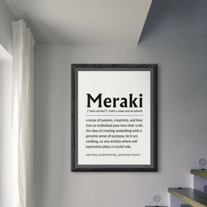 Meraki Definition Prints, Greek Definition Wall Art, Motivational, Inspiring Print, Minimalist, Modern, Definition Poster, Inspirational Art