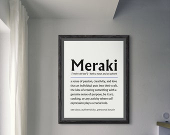 Meraki Definition Prints, Greek Definition Wall Art, Motivational, Inspiring Print, Minimalist, Modern, Definition Poster, Inspirational Art