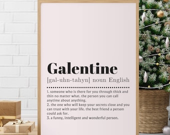 Galentine Definition Print Digital Download, Galentines Day Gift, Friend Gift, Galentines Day Decoration, Galentines Day Printable Wall Art