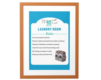 Laundry Room Rules Art Print: Washer Dryer Instructions (Digital Download)