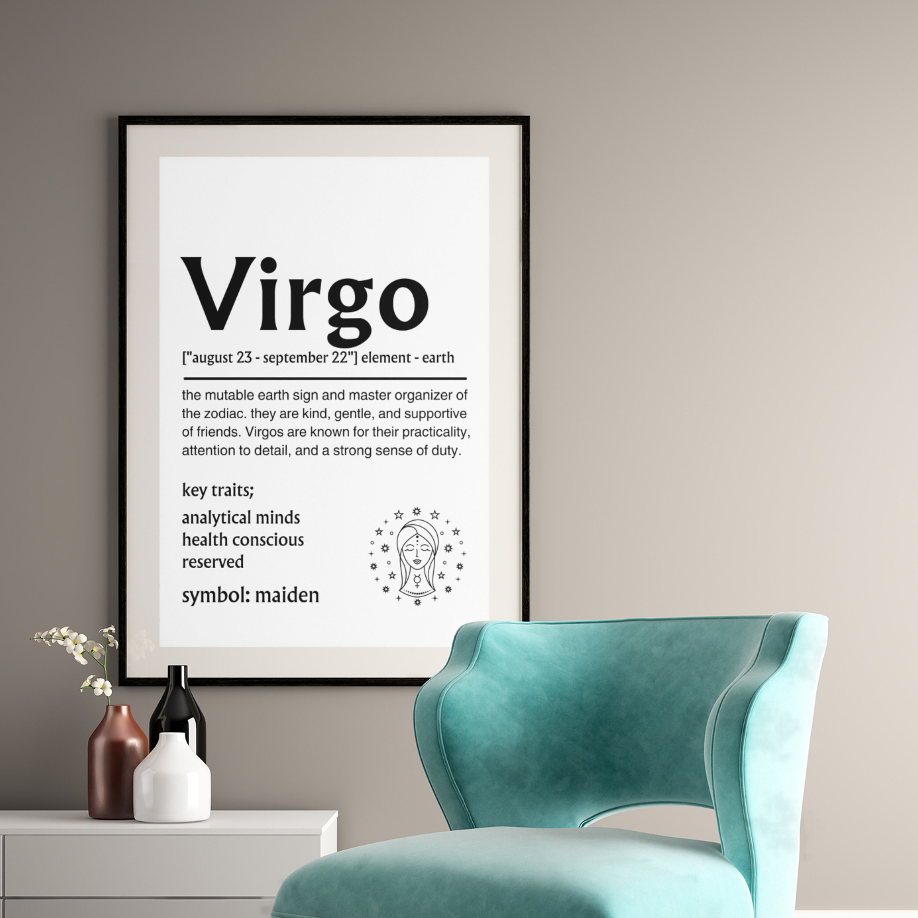 Virgo Definition Print: Zodiac Astrology Poster (digital Download