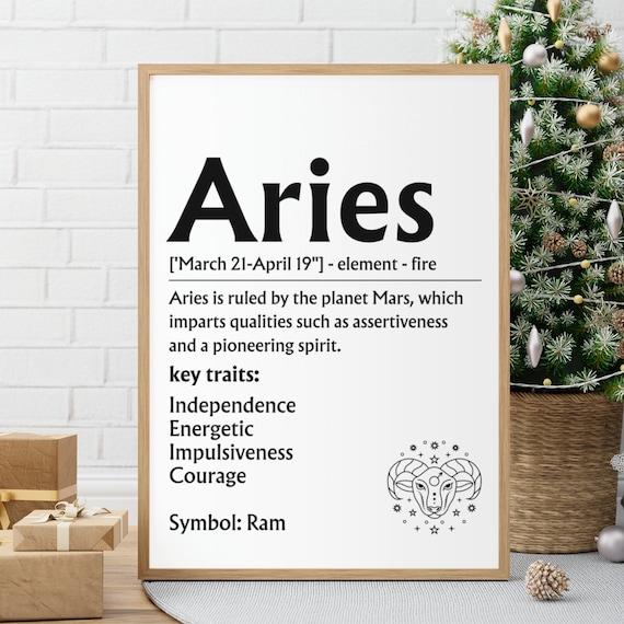 Aries Definition Print: Zodiac Astrology Gift (digital Download