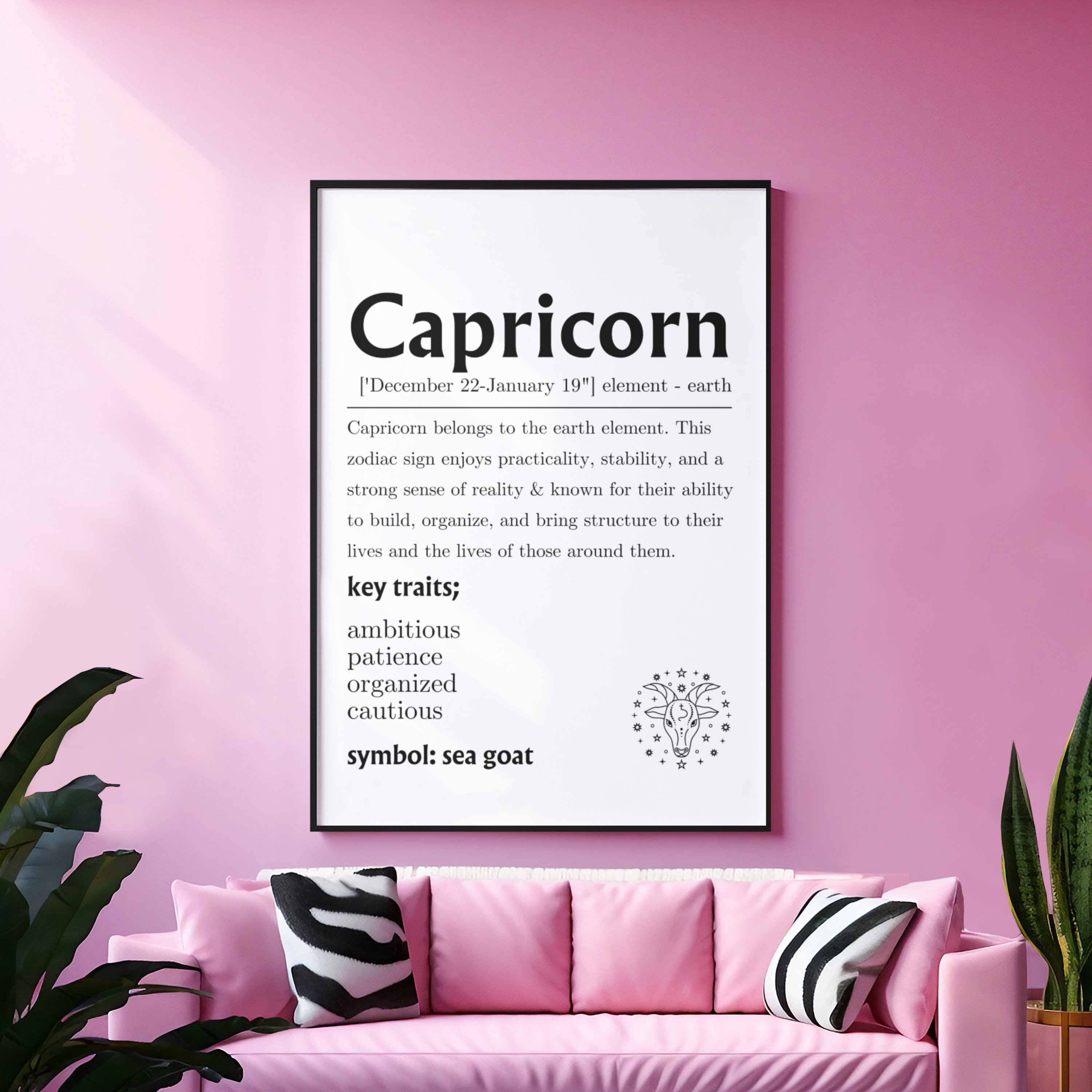 Capricorn Definition Print: Zodiac Astrology Gifts (digital