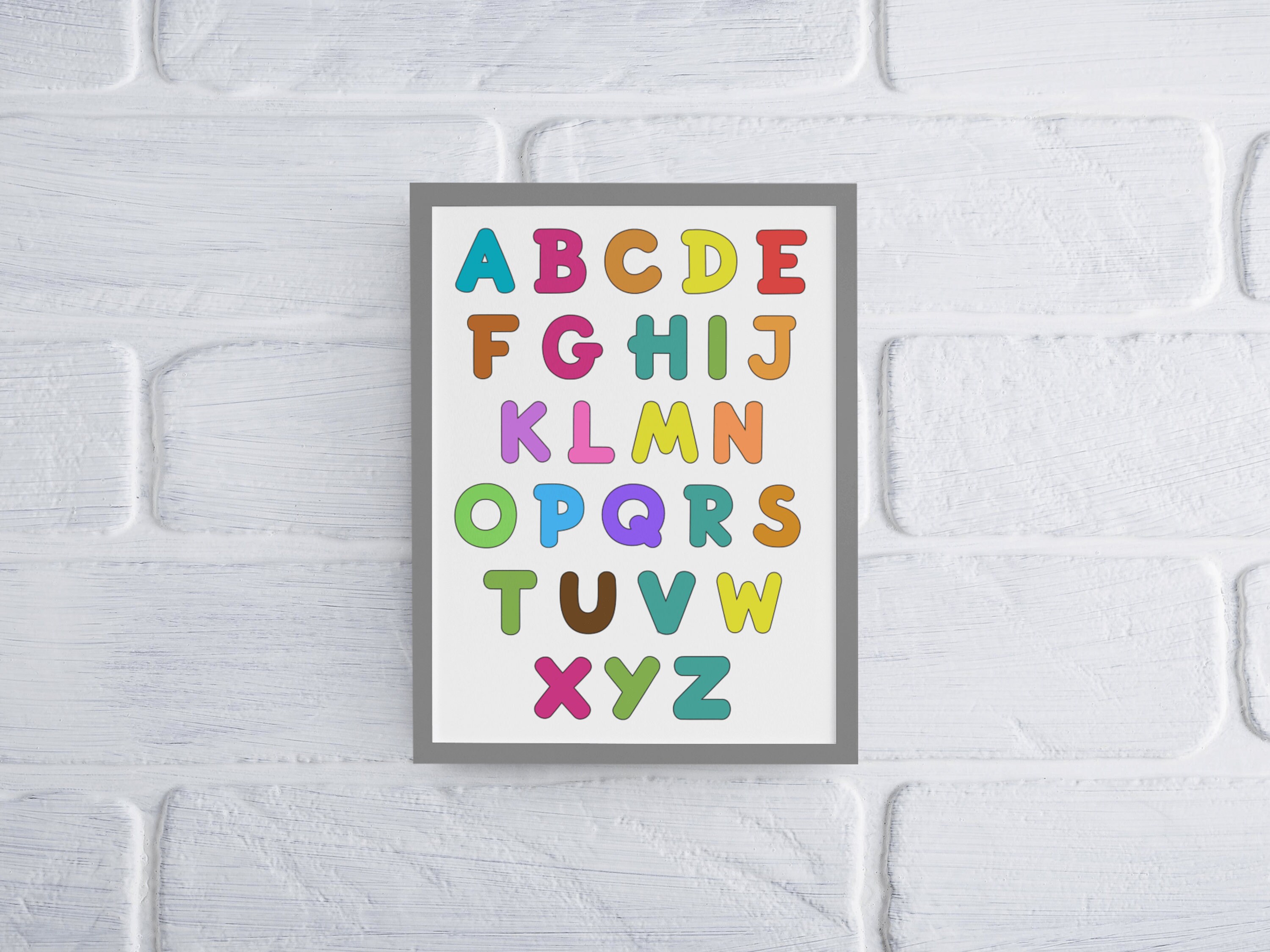Set of 4 Alphabet Nursery Prints, ABC Printable Wall Art for Classroom ...