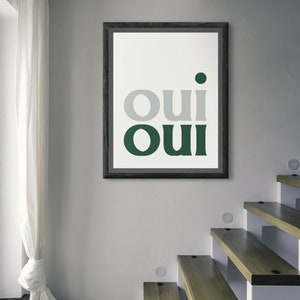 Toilet Bathroom Wall Art Prints Poster Oui Oui Contemporary Typography Bold, Funny Restroom Printable Digital Download Artwork, French Print