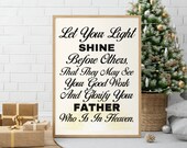 Christian Printable Wall Art: Let Your Light Shine (Digital Download)