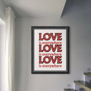 Love Everywhere Digital Print Pastel Aesthetic Valentines Day Poster Home Decor Trendy Wall Art Bold Graphic Art Pink Decor Love Design