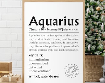 Aquarius Definition Print: Zodiac Wall Art (Digital Download)