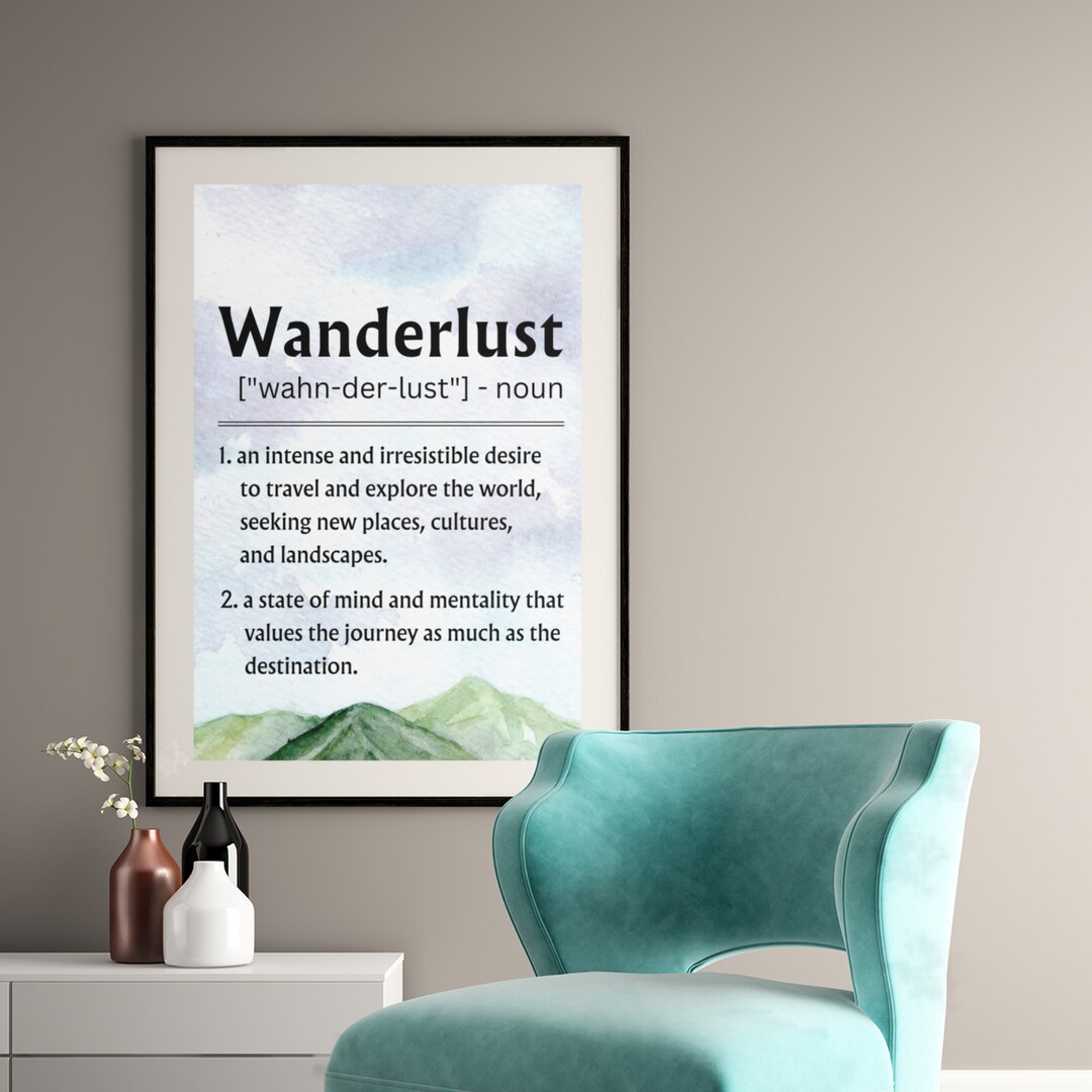Wanderlust Definition Prints, Wanderlust Printable Wall Art, Adventure