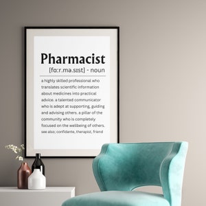 Pharmacist Definition Print, Pharmacist Gift, Pharmacy Wall Decor, Chemist Gift, Pharmacy Tech Graduation Gift Digital Printable