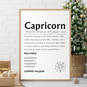 Capricorn Definition Print, Capricorn Gifts, Capricorn Print, Capricorn Decor, Zodiac Gifts, Capricorn Birthday Gift, Astrology gifts