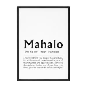 Mahalo Definition Print Set: Hawaiian Gratitude Art (Digital Download)