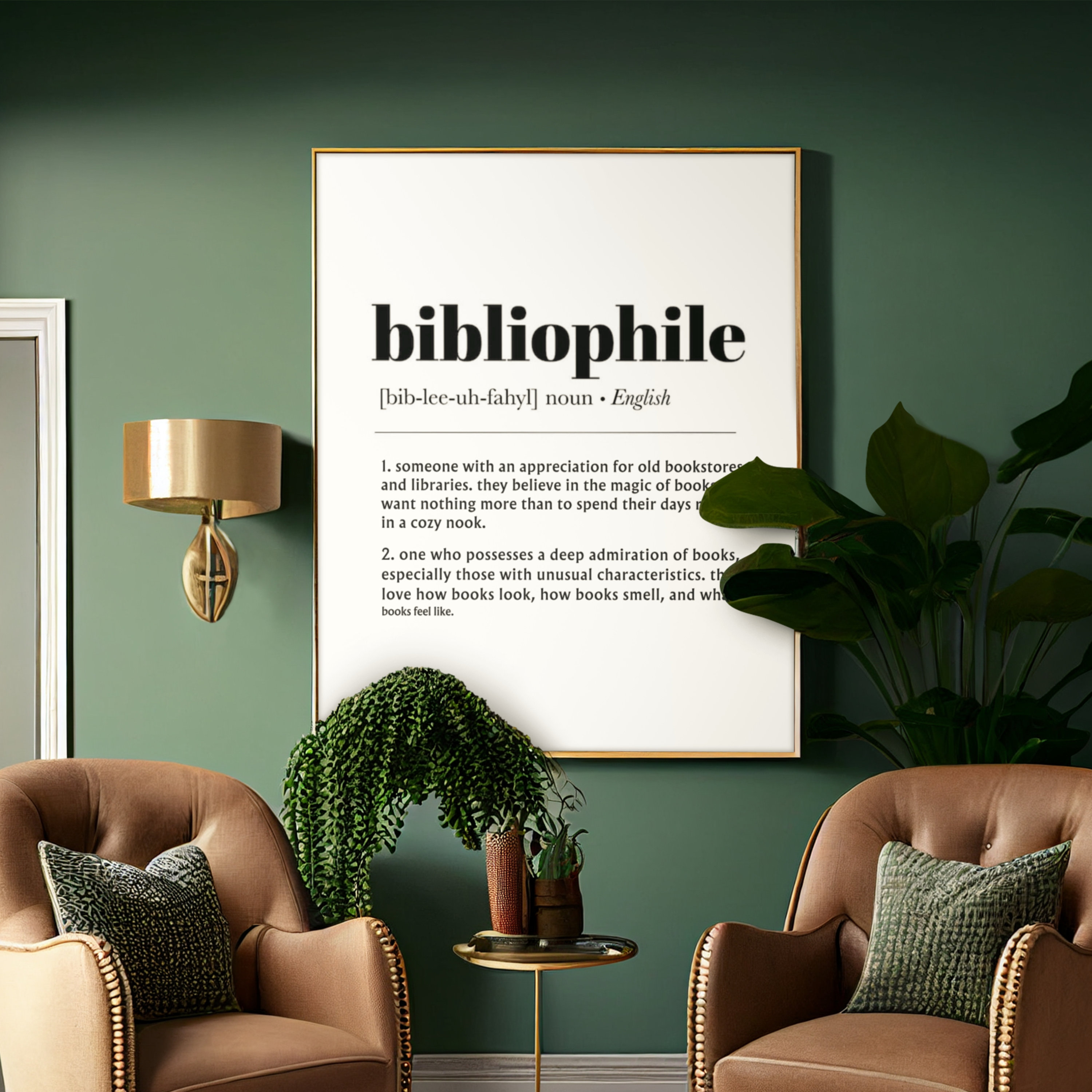 Bibliophile Definition Printable Book Wall Art, Funny Book Lover Print ...