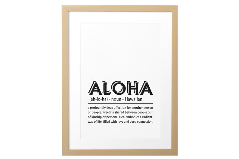 Aloha Definition Art Print Set: Minimalist Hawaiian Decor (digital ...