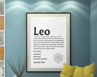 Leo Definition Print: Zodiac Astrology Wall Art (Digital Download)