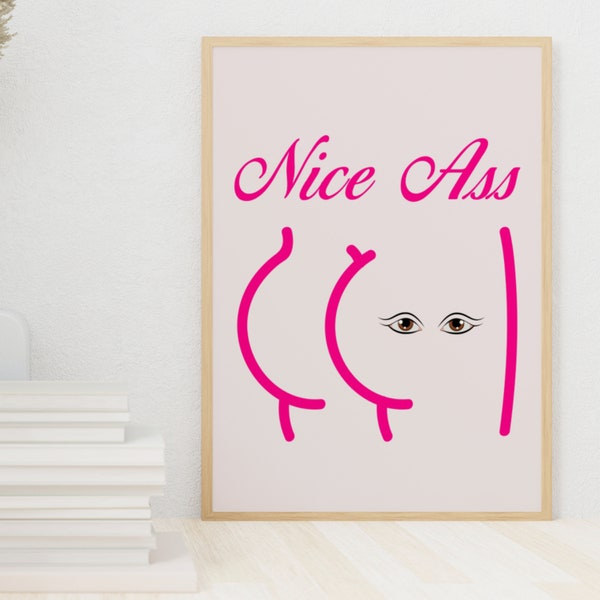 Nice Ass print, Bathroom Prints, Bathroom Art, Typography Wall Art, Bathroom Decor, Cheeky Sign, Bathroom Wall Art, Body Positive Art