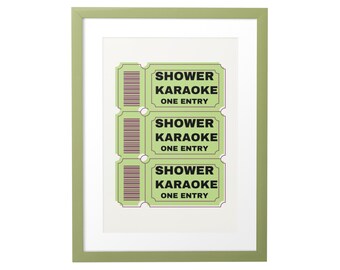 Shower Karaoke Ticket Print: Funny Bathroom Wall Art (Digital Download)