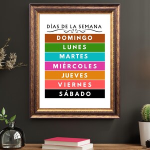 Spanish Days of The Week Poster: Montessori Classroom Art (Digital File)