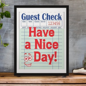 Set of 3 Have A Nice Day Guest Check Printable Digital Download