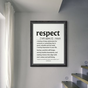 Respect Definition Print, Respect Quote, Office Wall Art, Classroom Prints, Inspirational Poster, Affirmations Printable
