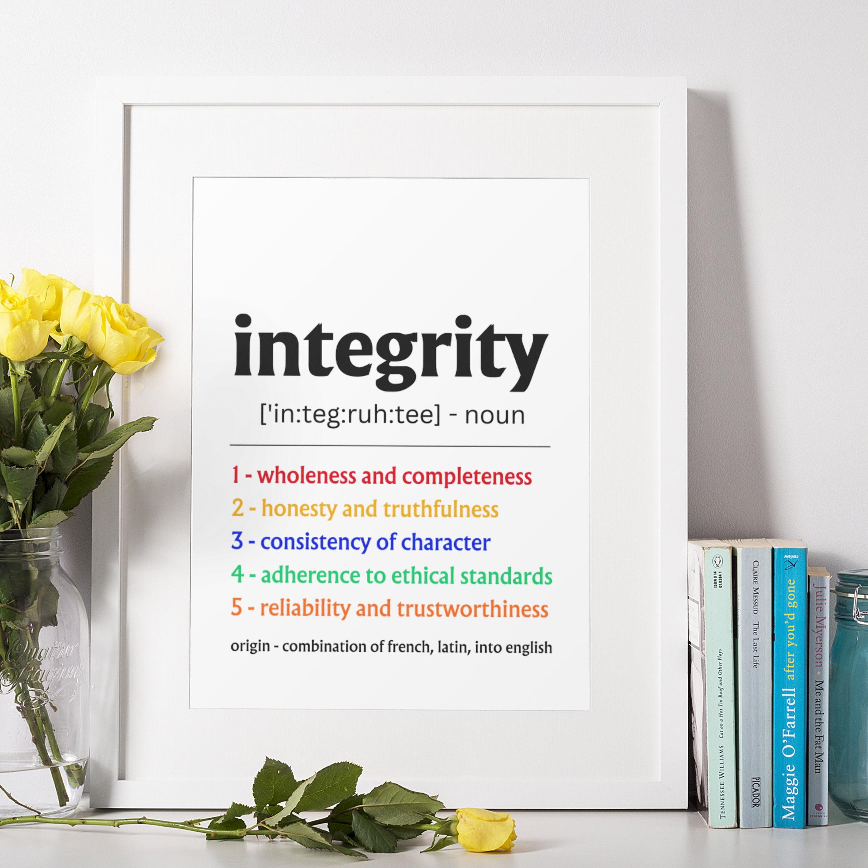 Integrity Definition Print, Integrity Quote, Office Wall Art, Classroom ...