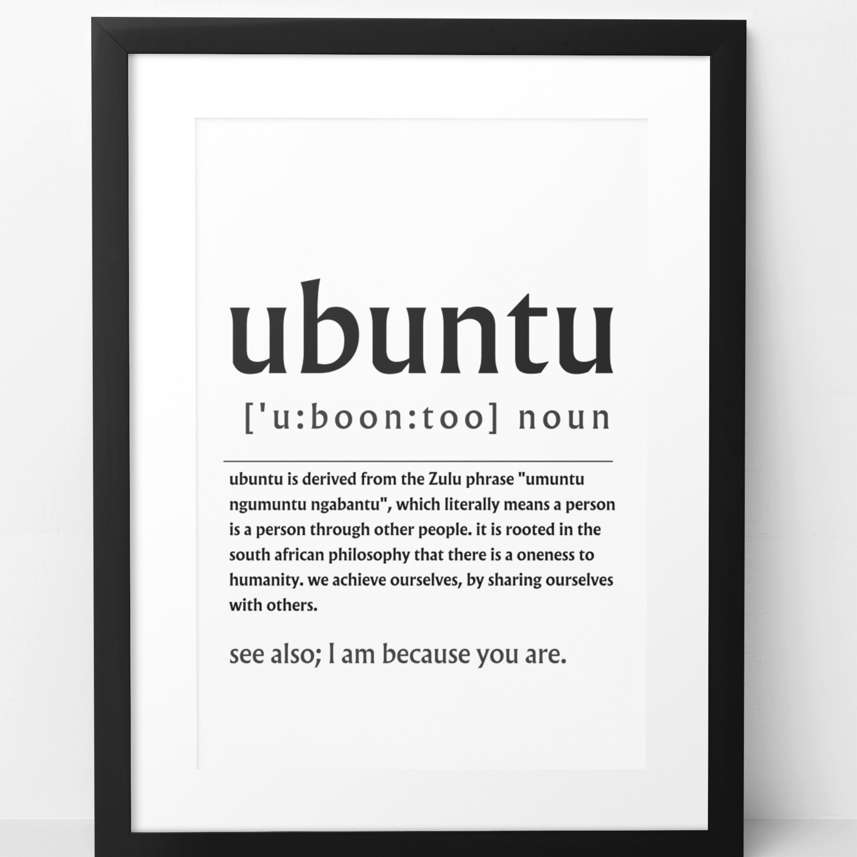 Ubuntu Definition Print, South Wall Art, Ubuntu Poster, Self Love Home ...