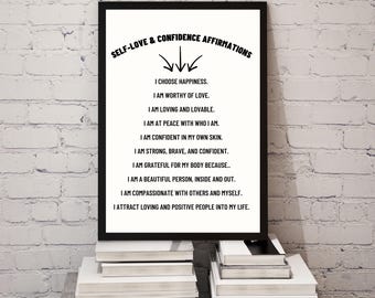 Self-Love Affirmations Print: Positive Mental Health Wall Art (Digital Download)