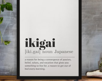Ikigai Definition Print: Japanische Wandkunst (Digitaler Download)