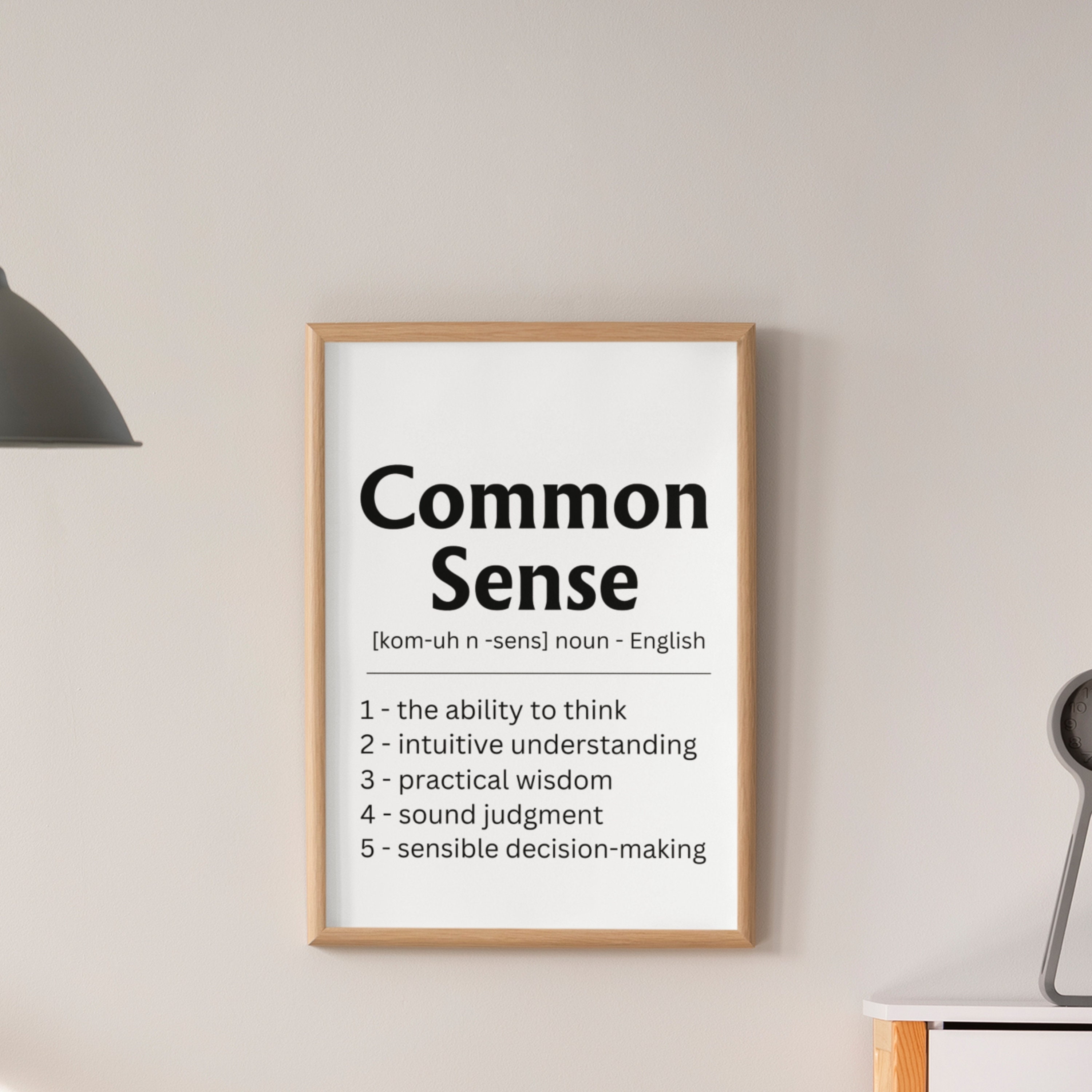 Common Sense Definition Simple Common Sense Definition Print: Funny Office Wall Art (digital Download ...