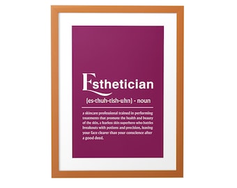 Esthetician Definition Print, Beauty Spa Therapist Artwork Gift Printable Digital Download