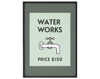 Retro Monopoly Water Works Print: Bathroom Wall Art (Digital Download)
