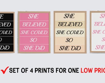 Inspirational Quote Art Print: She Believed She Could (Digital Download)