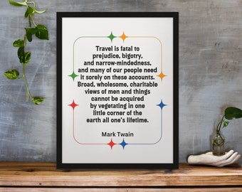 Inspirierendes Zitat, Mark Twain Reisezitat Digital Download Print Poster