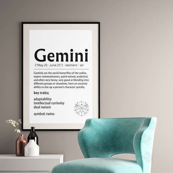 Gemini Definition Print: Zodiac Astrology Wall Art (digital