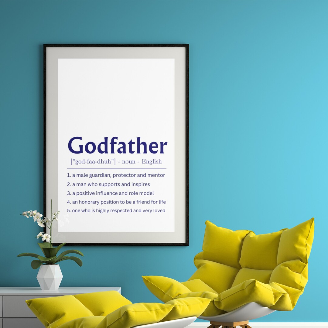 Godfather Definition Printable Art, God Father Baptism Christening Gift