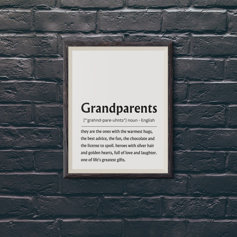 Grandparents Definition Print, Personalised Grandparent Gifts ...