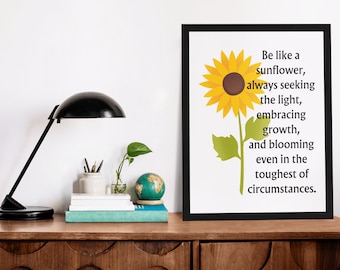 Be a Sunflower Sign Printable Wall Art Sunflower Decor Positivity Quote ...