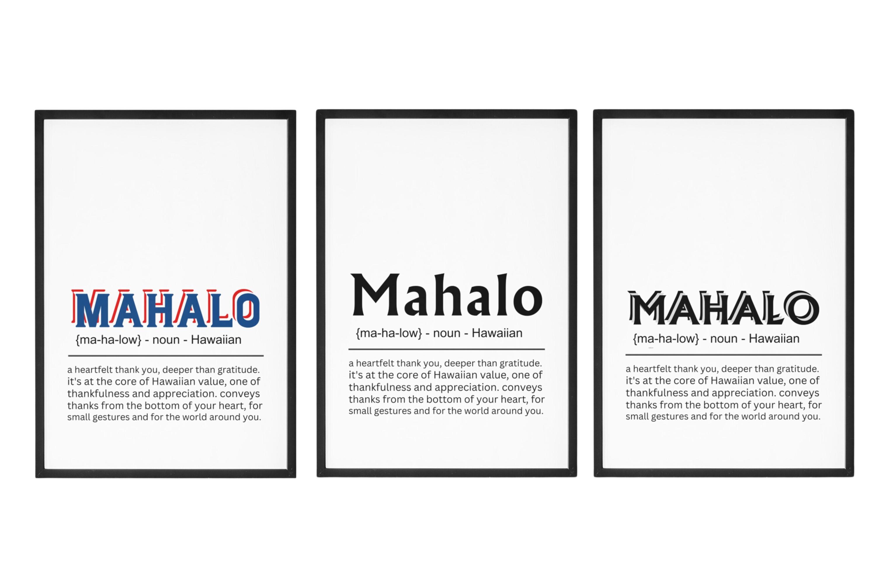 Mahalo Definition Print Set: Hawaiian Gratitude Art (digital