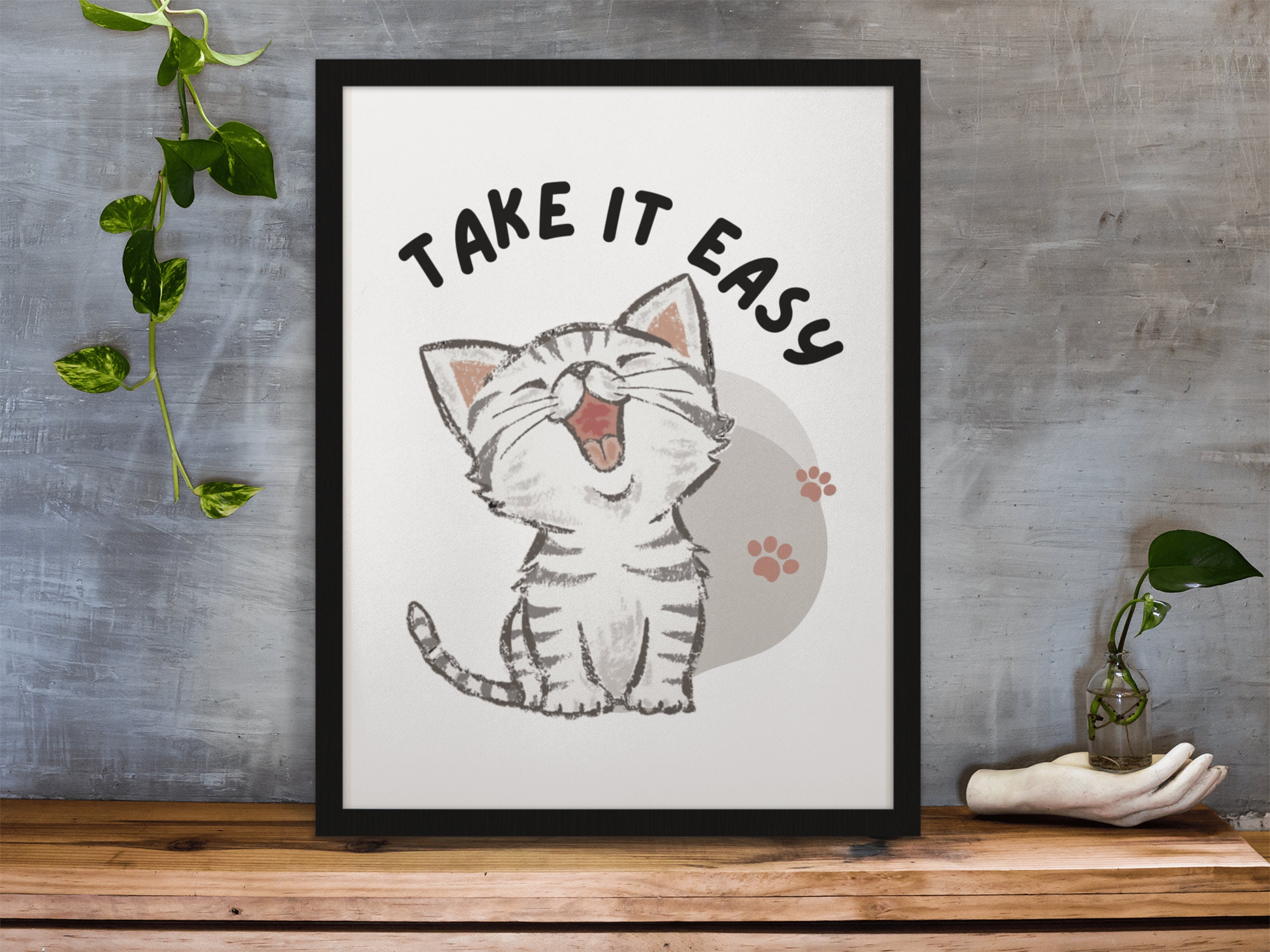Take It Easy Cat Print, Funny Cat Quote Printable Digital Download ...