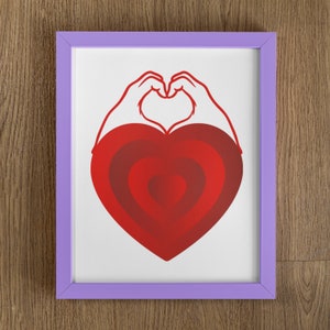 Red Heart Hands Print: Romantic Valentines Day Wall Art (Digital Download)