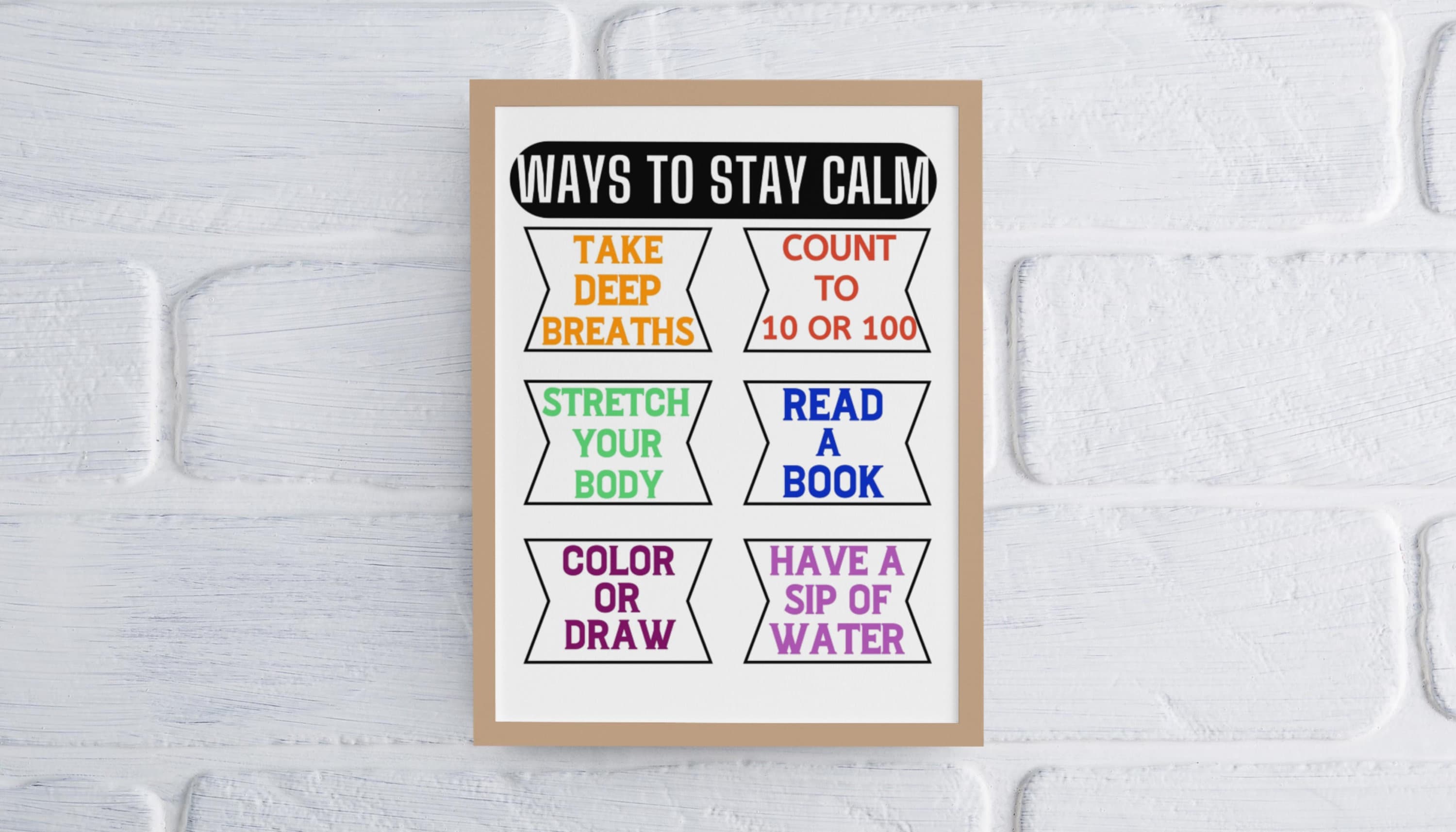 Ways to Stay Calm Print Boho Classroom Decor, Calming Corner Printable ...